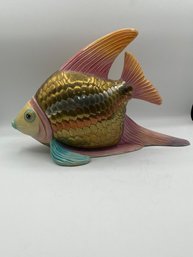 Rare Vintage Fish Figurine, Ceramic With Bronze Scale