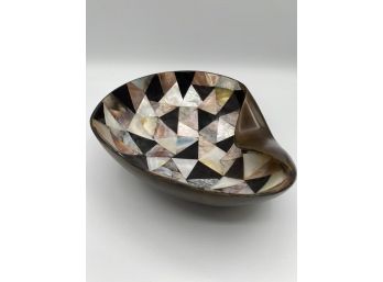 R&Y Augousti Bronze And Mother Of Pearl Shell Serving Bowl