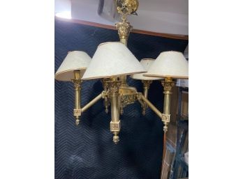 Vintage Ornate Solid Brass 4 Light Chandelier