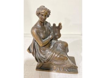 French Bronze Sculpture Of A Woman With Musical Instrument