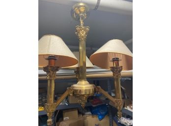 Vintage Ornate Solid Brass 3 Light Chandelier