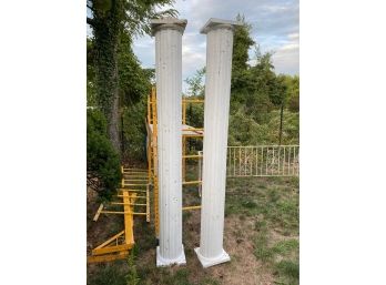 8' High X 12' Diameter Metal Round Fluted Structural Column With Tuscan Style  And Base