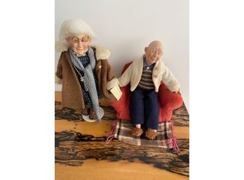 Vintage Doll Hand Painted Ceramic Grandma And Grandpa