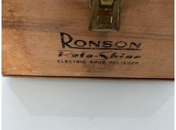 Vintage 1960's Ronson Roto - Shine Electric Shoe Polisher - In Original Wooden Shoe Shine Box