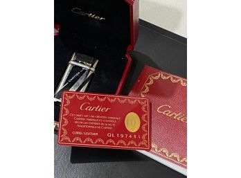 Vintage Cartier Black Lacquer Lighter Silver -Plated Trim