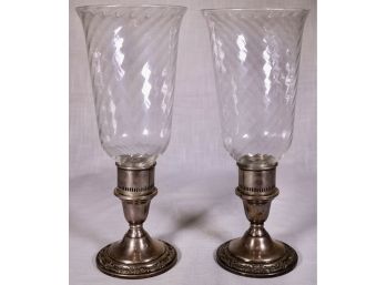 PAIR OF MID-CENTURY INTERNATIONAL WILD ROSE STERLING SILVER CANDLEHOLDERS