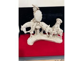 A. SANTINI Don Quixote Sancho Panza Alabaster Resin Statue Made In ITALY