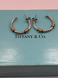 Authentic TIFFANY & CO Sterling Silver 18 Kt Earrings