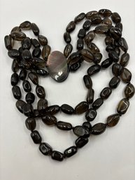 Beautiful  Triple Strand Smoky Topaz Quartz Necklace