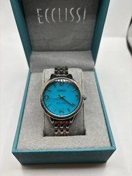 Ecclissi Sterling Silver Turquoise Watch In Box