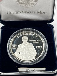 United States Mint P Edison Cameo Silver Dollar Proof