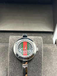 Authentic GUCCI Logo Stainless Steel Watch In Box