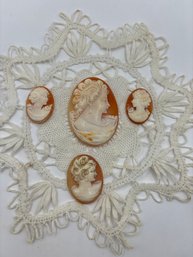 Lot Of 4 Vintage Unset Carved Shell Cameos