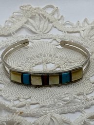 Zuni Sterling Silver Turquoise Coral MOP Bracelet