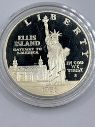 1986 Ellis Island Statue Of Liberty Silver Dollar