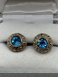 Gorgeous 18kt Sterling Blue Topaz Earrings BJC