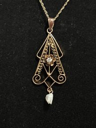 Antique Filigree Gold Diamond Necklace