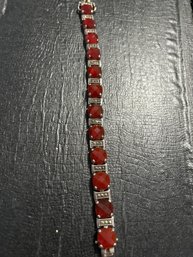 Beautiful Faceted Carnelian Sterling Bracelet