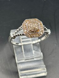 Beautiful Genuine Diamond Sterling Silver  Ring