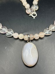 Cool Rose Quartz Druzy Crystal Necklace