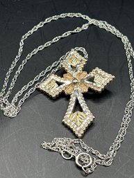 Sterling Silver Black Hills Gold Cross Necklace