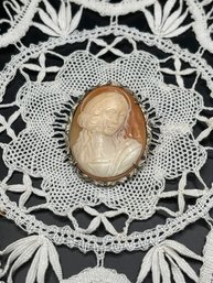 Vintage Hand Carved Religious Cameo Pin Pendant