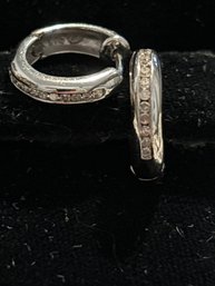 Classic 14 Kt White Gold Diamond Hoop Earrings