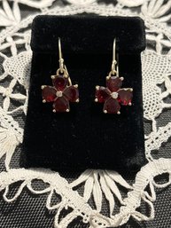 Lovely Vermeil Garnet And Diamond Earrings