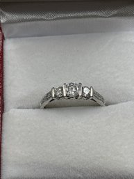 Lovely White Gold 3 Stone Genuine Diamond Ring