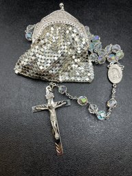 Vintage Sterling Silver Crystal Rosary Beads