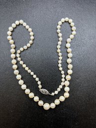 Vintage Hand Knotted Creamy Pearls 14kt Gold