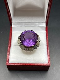 Huge Vintage Purple Topaz Sterling Ring