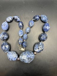 Huge Graduated Strand Of Denim Sodalite