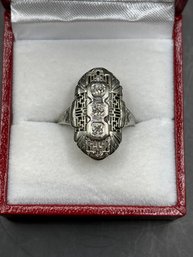 Antique 18 Kt Gold Diamond Cocktail Ring Flapper