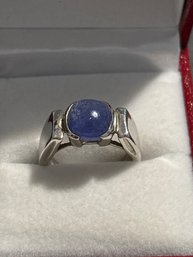 Sleek Sterling Silver Blue Tourmaline Ring