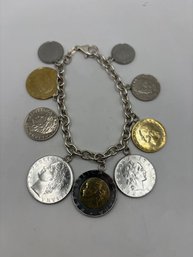 Sterling Silver Bracelet With Italian Coins