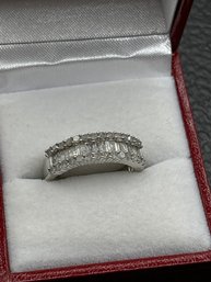 Genuine Round And Baguette Diamond Ring