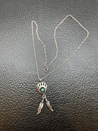 Native American Sterling Silver Turquoise Necklace