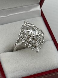 Super Sparkly Sterling Silver  Cocktail Ring