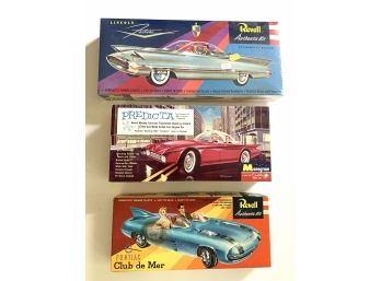 Revell Lincoln In Sealed Box, Monogram Predicta And Revell Club De Mer In Open Boxes