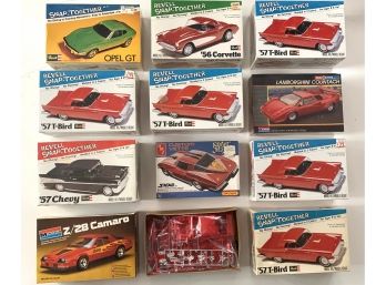 11 Pc. Lot - 10 Assorted Snap Togethers In Sealed Boxes Along With 1/32 Z/28 Camaro