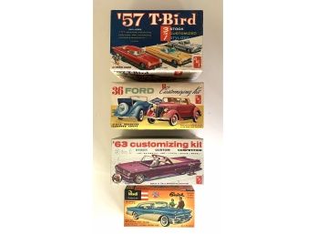 4-piece Lot:  (3) 3-In-1 AMT Kits- '57 T-Bird, '36 Ford, And Corvette Convertible, (1) Revell Buick Century