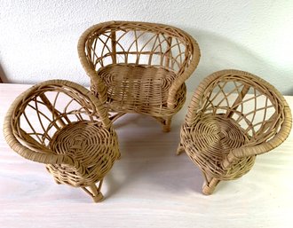 Vintage FOMERZ Japan Wicker Basket Dolls House Furniture Couch And Chairs (D4)