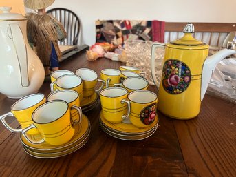 A1 Art Deco Hand Painted German Coffee Set Tichy And Schonfeld