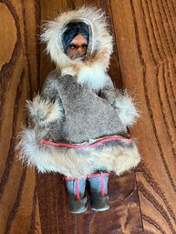 A3 Vintage Eskimo Doll In Real Fur