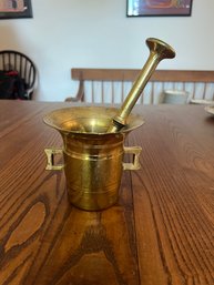 A4 Antique Brass Mortar And Pestle