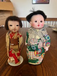 A4 Pair Of Vintage Chinese Dolls Couple Damage