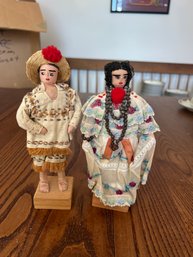 A5 Pair Of Vintage Folk Art Dolls Central America
