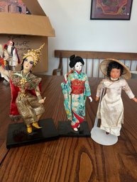A5 Trio Of Asian Dolls Japan China Siam