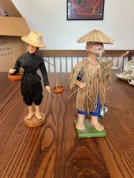 A6 Pair Of Asian Fishing Dolls Chinese Thailand